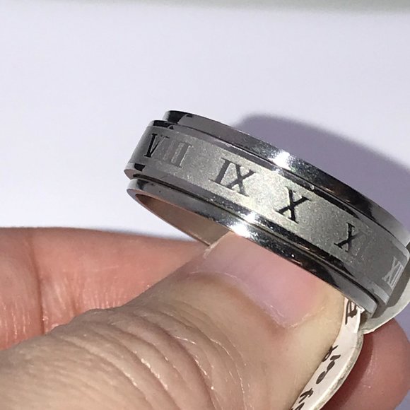 Stainless Steel Spinner Roman Numeral Ring Size 12 1/2 - Picture 5 of 6